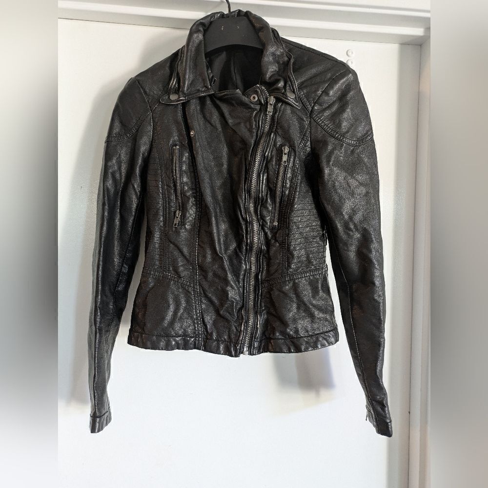 Free people moto leather jacket size 4